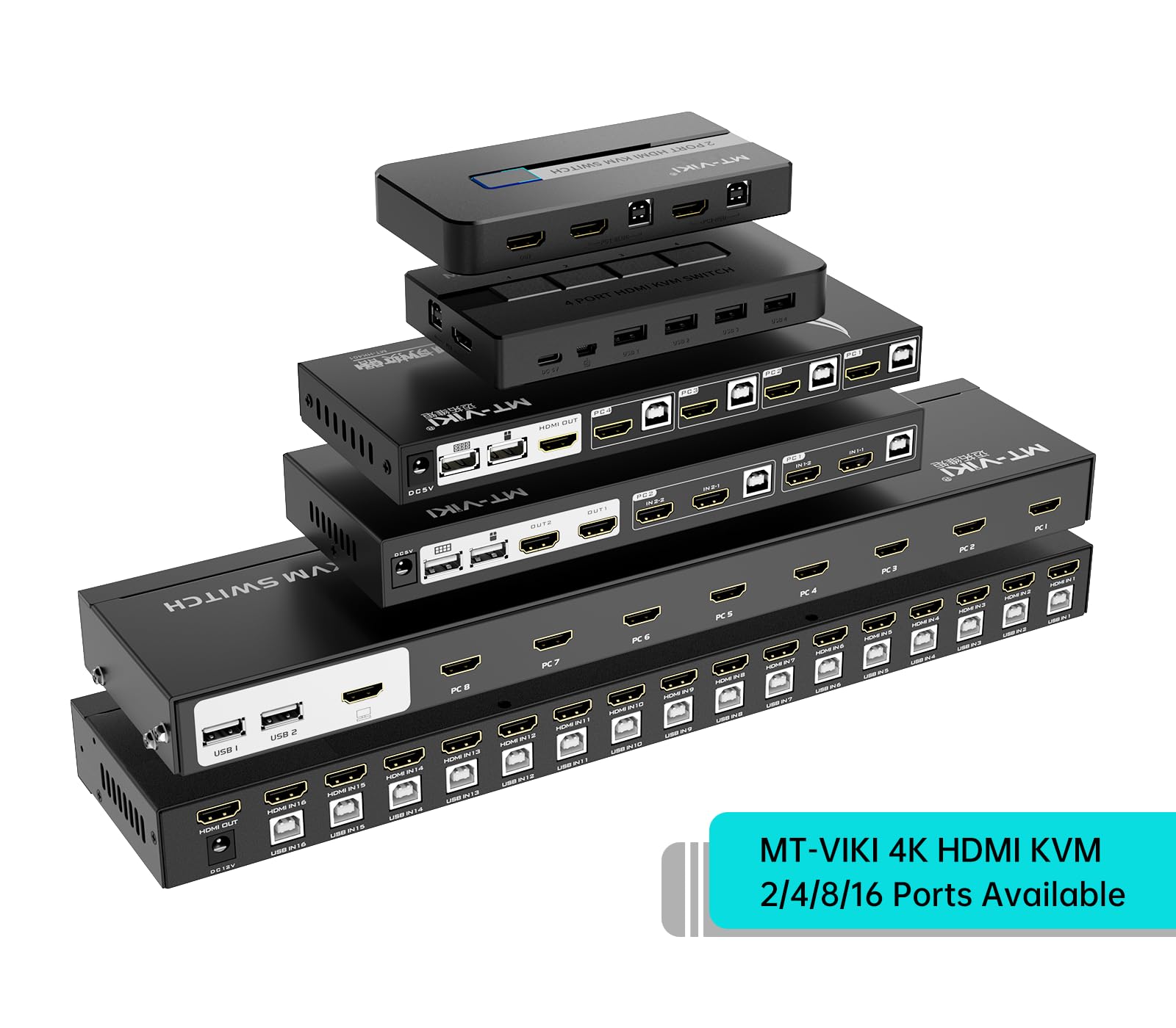 MT-VIKI KVM Switch DisplayPort 4 Port,4K@60Hz DP KVM Switch RGB 4:4:4 for 4 Computers Sharing 1 Monitor&Keyboard&Mouse, Support Hotkey/Button Switching, Include Cable