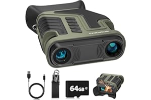 WOSPORTS 4K Night Vision Goggles - 48MP Photo, up to 80x Magnification, 10X Optical & 8X Digital Zoom, 1015FT Vision, 3" Screen, 5000mAh Rechargeable Battery, Outdoor Camping, Survival, Gift for Men