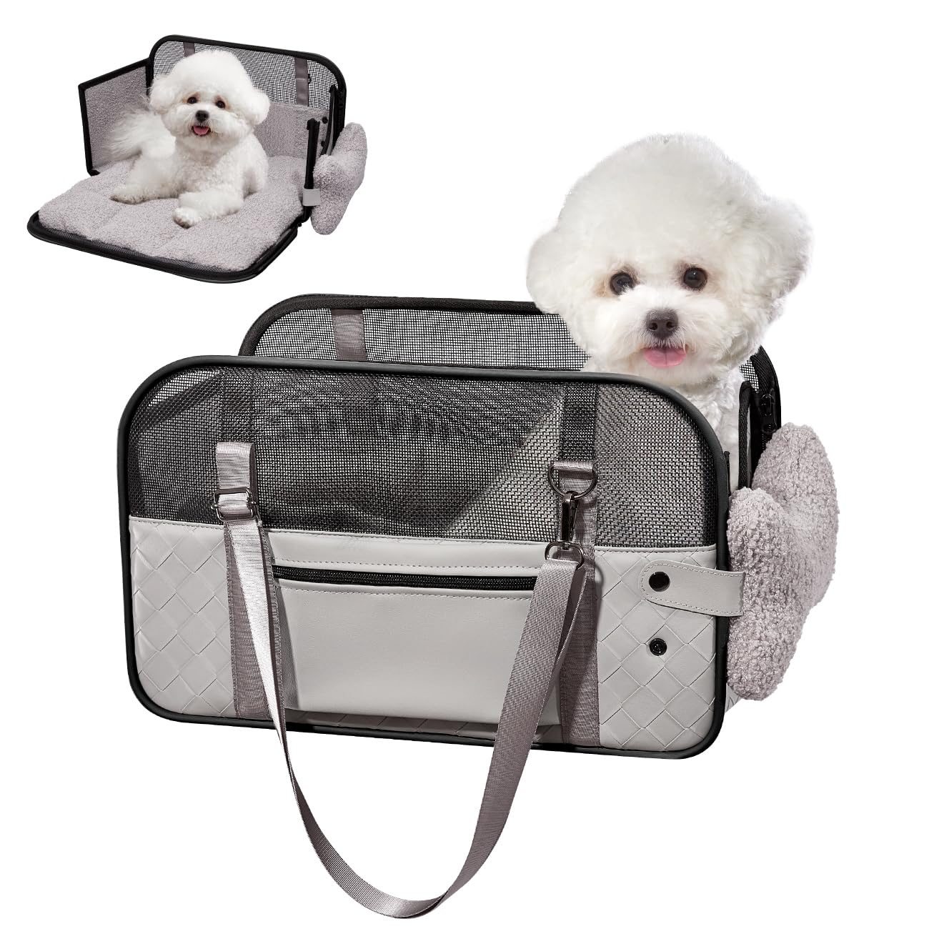 Cat Carrier, Portable Pet Carrier Bag for Cats and Small Dogs, Foldable Soft Sided Cat Transport Carrier, Airline Approved Pet Travel Carrier with Shoulder Strap, Removable Mat and Pet Bowl
