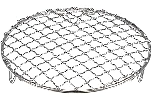 HARFINGTON Round Cooking Rack 6.5-inch 201 Stainless Steel Cross Wire Barbecue Grill Net with 20mm Legs for Cooking Baking St