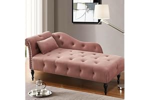 Anwick Chaise Lounge Indoor Tufted Fabric, Modern Upholstered Recliner Lounge Chair for Living Room Bedroom, Sleeper Lounge Sofa (Rose)