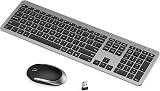 Seenda Wireless Keyboard and Mouse SK38-3 Ultra Slim USB UK Layout Black Gray