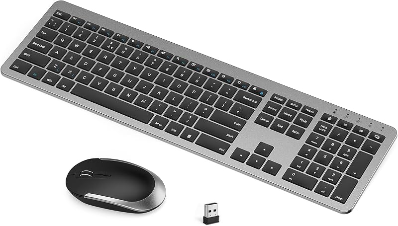 Seenda Wireless Keyboard and Mouse SK38-3 Ultra Slim USB UK Layout Black Gray