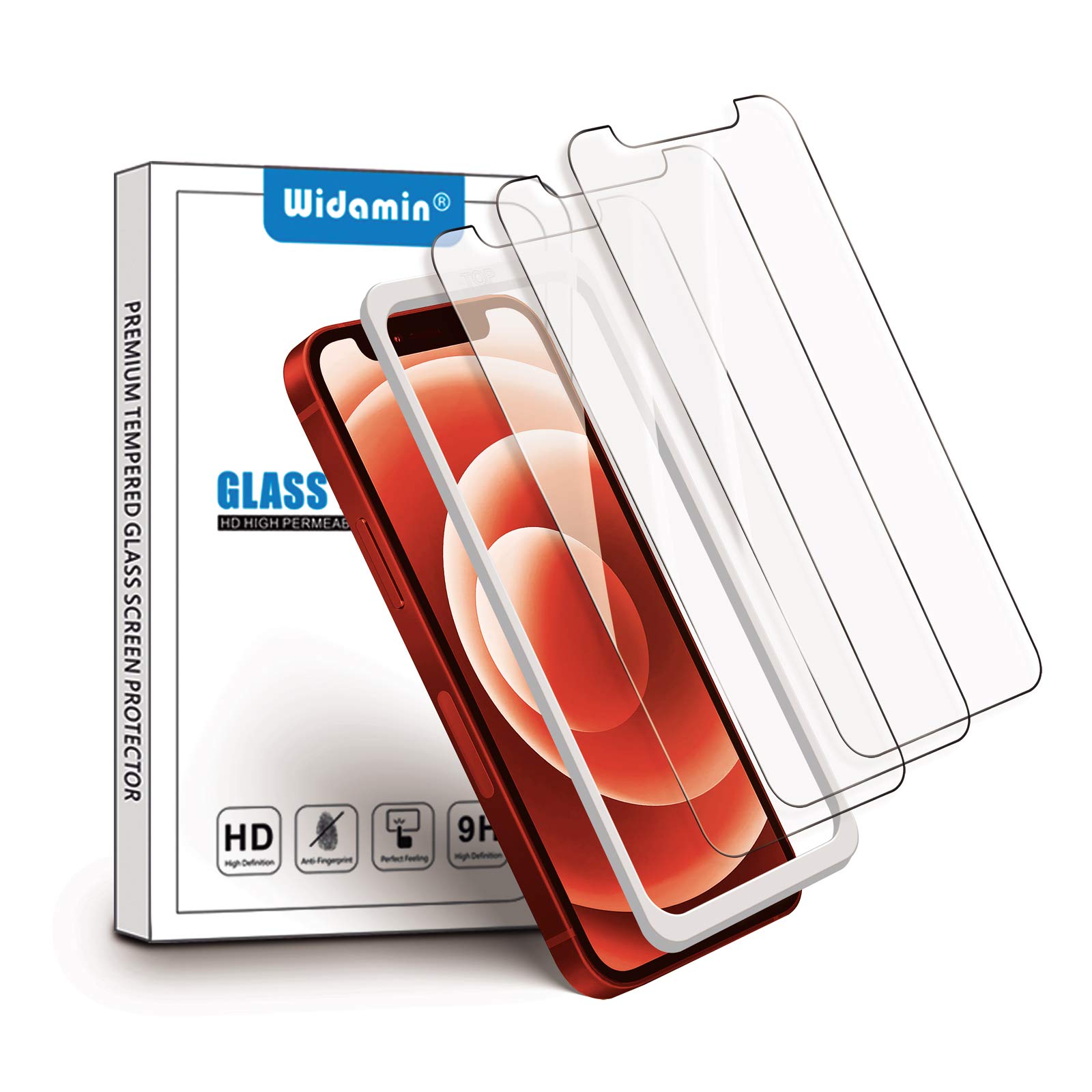 Widamin 3Pack, Screen Protector Compatible with iPhone 12 mini (5.4"), Premium Tempered Glass with 9H Hardness, Auto-Align Frame