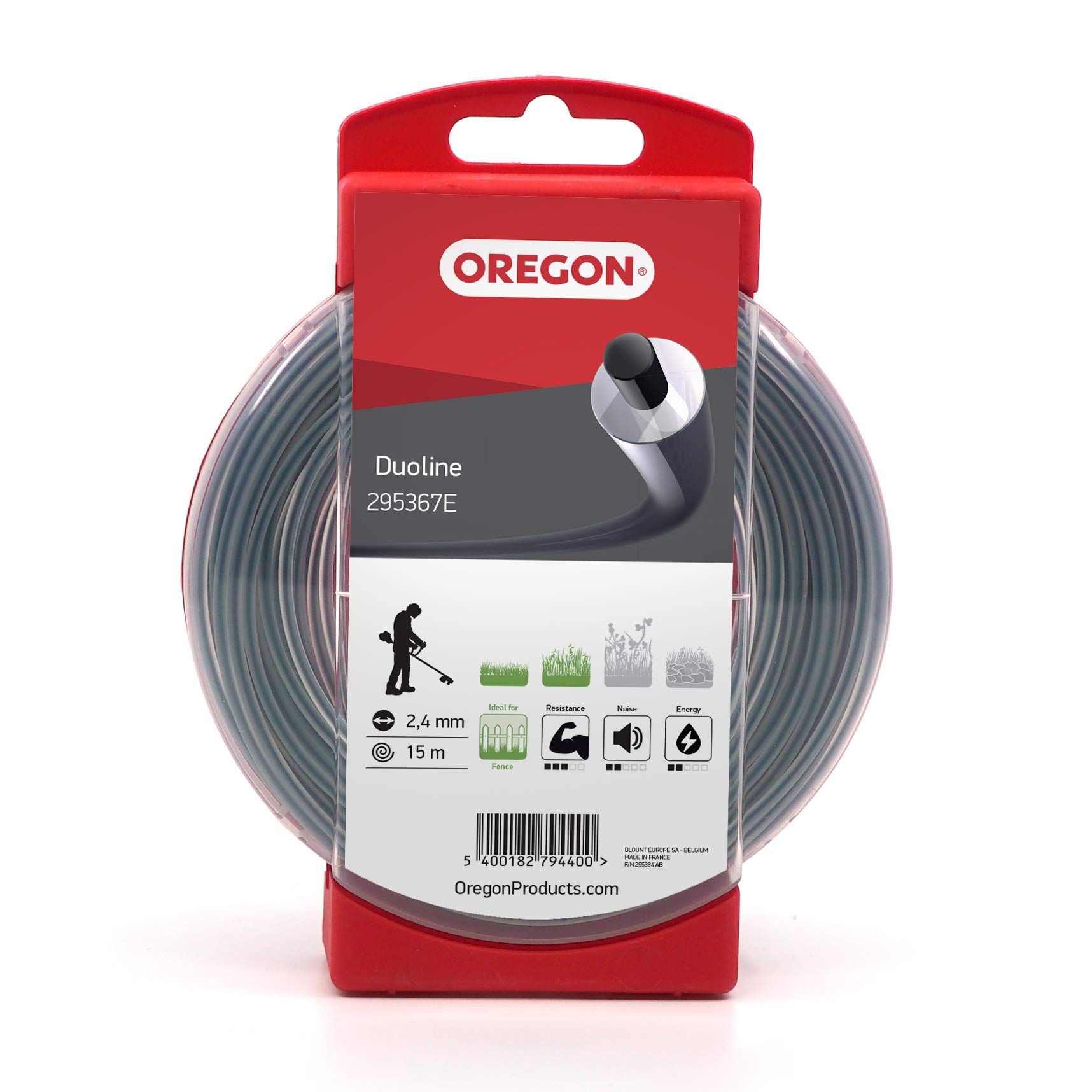 Oregon Round 2.4mm Strimmer Line, Durable Dual Material Line, Tackles Grass, Weeds & Thick Vegetation, Professional Heavy Duty Strimmer Wire, Fits Most Standard Models, 2.4 mm x 15 m (295367E)