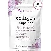 Multi Collagen Peptides Powder, 1 Pounds collagen powder- Type I,II,III,V,X with Biotin 10000mcg, Hyaluronic acid powder, Vitamin C - Unflavored Collagen Protein Powder - Keto & Paleo, Easy Dissolve