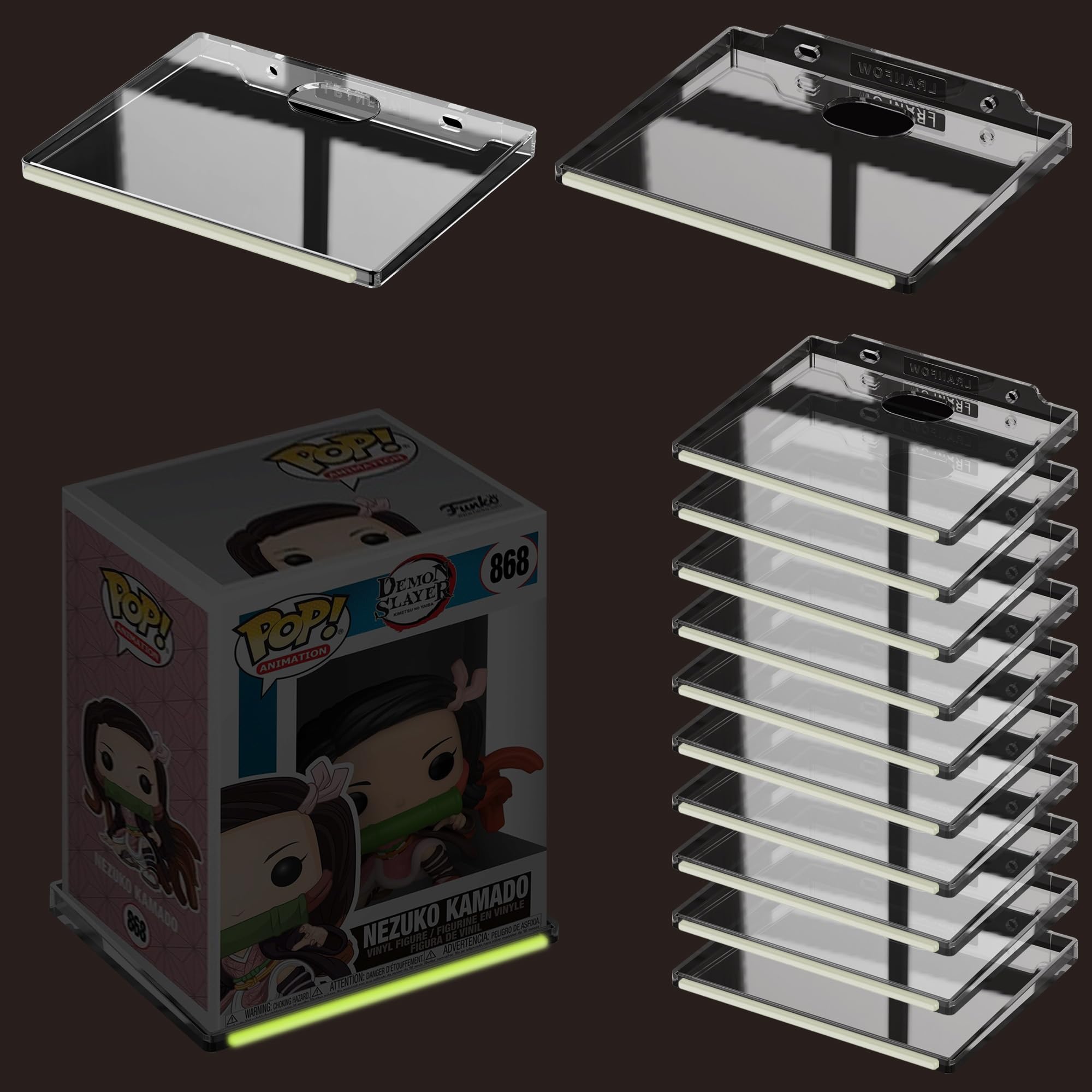 Wall Display Shelves for Funko Pop Anime Figure, Display Ledges with Glow in The Dark Strips, Collector Shelves for Action Figures, Game Room, Mini Collectibles, Holds up to 2 lb (12 pack / clear)