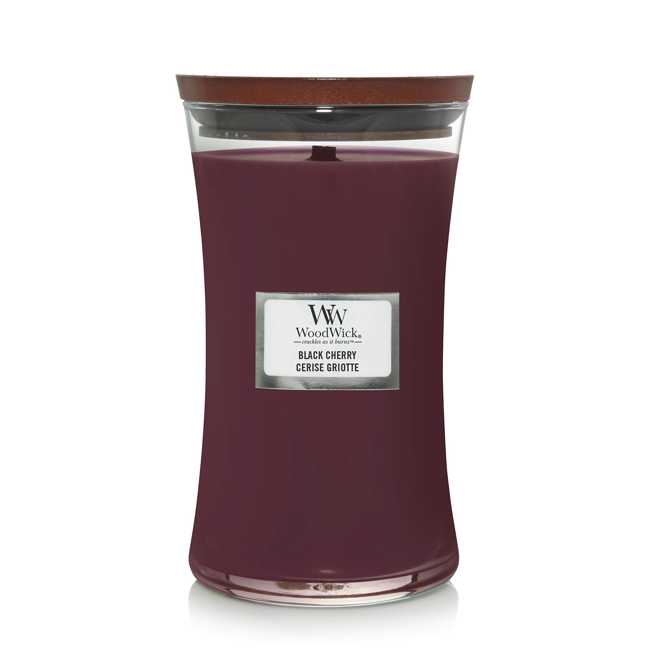 WoodWick Large Hourglass Scented Candle | Black Cherry | with Crackling Wick | Long Burning Candles: up to 130 Hours | Gifts for Women