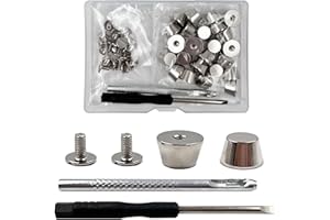 Honigo 24 Pack Silver Rivets Stud Handbag Purse Feet 1/2 inch Flat Head Metal Solid Brass Studs Screw Back Feet 12mm Buckle Spikes Leathercraft for Leather Bag Totes DIY Craft