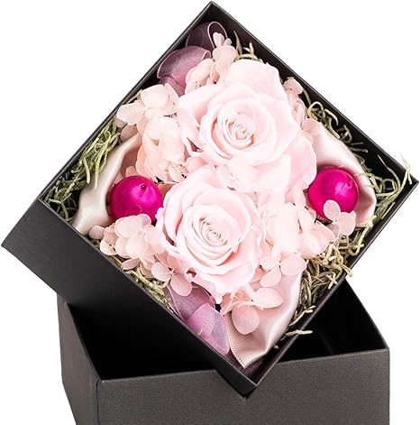 Amazon Flabel プリザーブドフラワー フラワーアレンジ ボックスフラワー バラ Antietto アンティエット ピンク プリザーブド フラワー オンライン通販