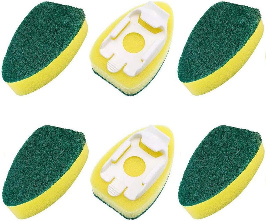 6PCS Dish Wand Refills Replacement Dishwashing Sponge Heads Dish Wand Brush Pads Kitchen Sink Cleaning Tool for Kitchen Room Floor Glasses Cleaning Supply