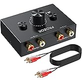 PROZOR RCA Stereo Audio Switcher - 2 in 1 Out R/L Stereo Audio Switch, 1 in 2 Out Stereo Audio Splitter with Mute Button and No External Power Required