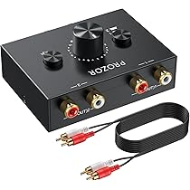 PROZOR RCA Stereo Audio Switcher - 2 in 1 Out R/L Stereo Audio