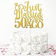 Just Married 50 Years Ago Cake Topper, Gold Glitter 50th Wedding Anniversary Cake Topper, Golden Wedding Party Decoration Suppliers