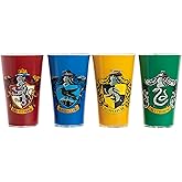 Paladone Harry Potter Hogwarts House Crest Glasses - Set of 4 - Official Merchandise