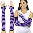 ToBeInStyle Women's Striped 100% Nylon Arm Length Warmers