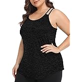 FOREYOND Plus Size Workout Tank Tops Loose fit Racerback Sleeveless Shirts Gym Running Yoga Clothes for Women