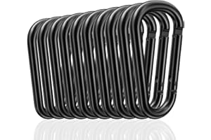 Pullther fishing Aluminum Carabiner Clips - Set of 10,2.36in,Black Carabiner Clip,Key Clip,Corrosion,esistant,Lightweight,Carabiner for Keys,Hanging Outdoor Sports, Hiking,Camping,Fishing and More
