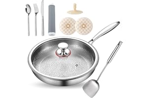 Pure Titanium Pan, Titanium Frying Pan with Lid, 10-12 Inch Nonstick Titan Core Cookware, Chemical-Free, Extreme Heat-Resista