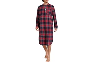 Latuza Men's Long Sleeves Cotton Flannel Nightshirt Nightgown