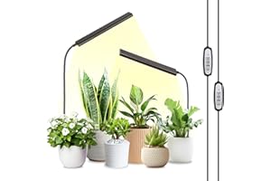 FOXGARDEN® Grow Light for Indoor Plants Growing, Full Spectrum Gooseneck Plant Light for Indoor Plants, 52 LED Bright Grow Lamp with Auto On/Off Timer 4/8/12H, 4 Dimmable Brightness, 2 Packs of Black