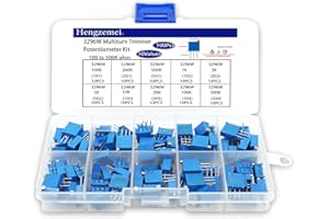 Hengzemei 3296W Multiturn Trimmer Potentiometer Kit, Precision Variable Resistors Assortment, Breadboard Trim Pot Set, 10 Val