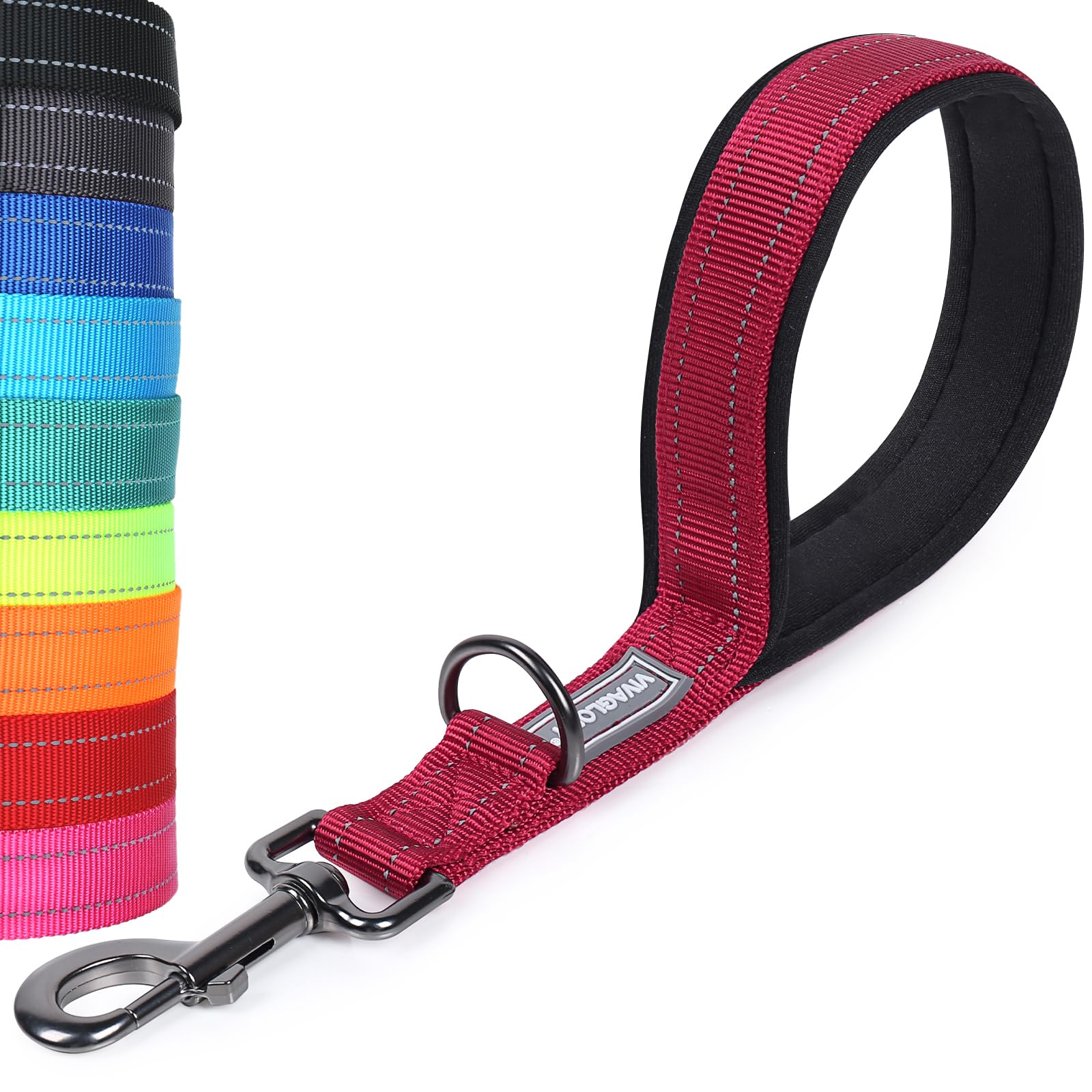 VIVAGLORY Short Dog Lead Closerok Traffic Leash for Dog with Soft Padded Handle for Training & Walking, 32cm, Red — image 1