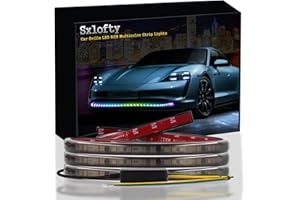 SXLOFTY Car LED Light Strip Exterior Waterproof 32Inches RGB Multicolor DRL LED Strip Lights for Car Front Bumper Grille Light,with Turn Signal Light, for Car Daytime Running Light for Cars,SUVs,Trucks