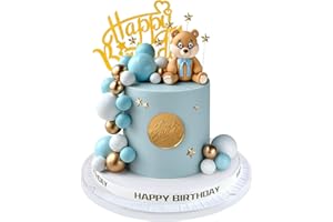 ZAFENA 29pcs Bear Cake Topper Balls Cake Decorations with Stars Cake Toppers for Baby Shower Birthday Party Decorations (Blue)