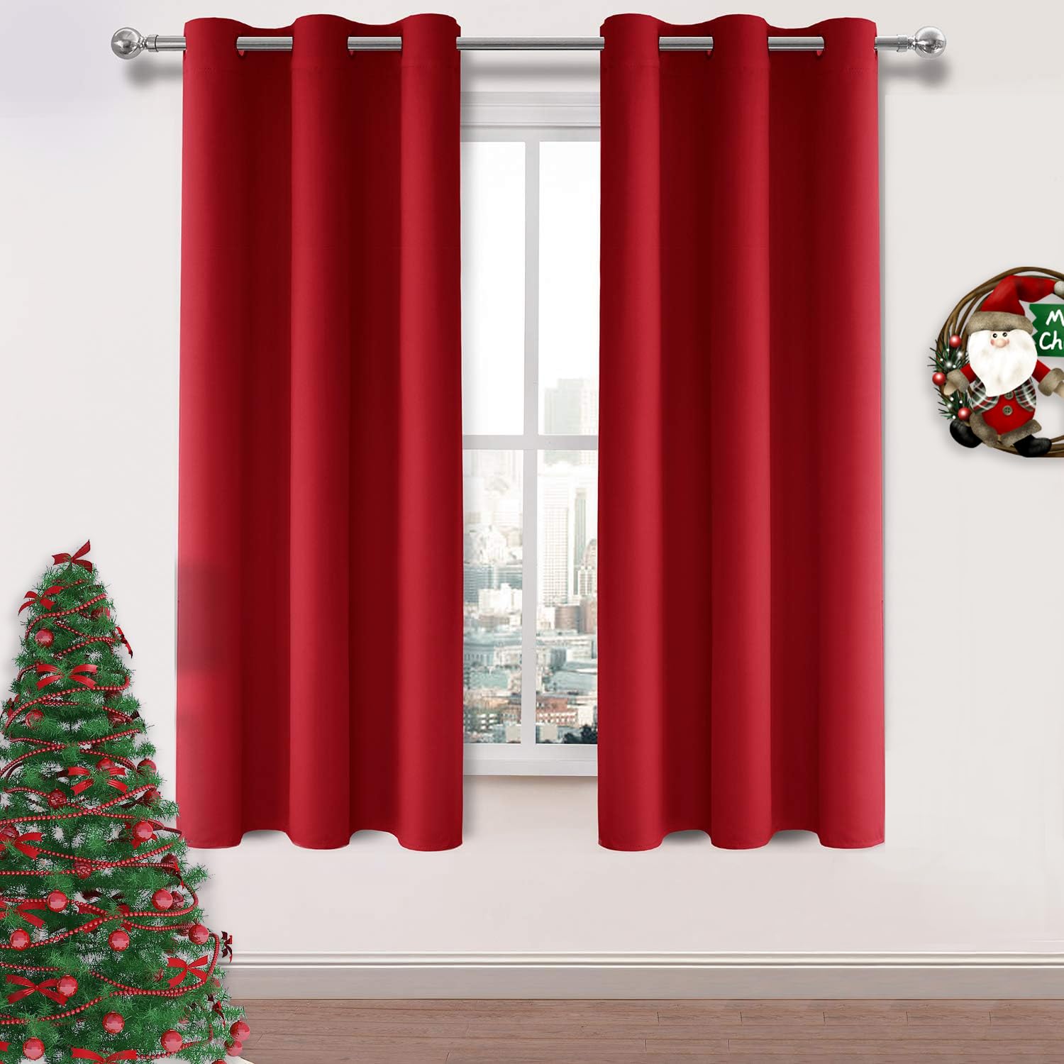 DWCN Red Curtains 72 Inch Length, Blackout Curtain for Bedroom, Living Room Curtains Drapes for Window Treatment - W42 x L72 Inch, Set of 2
