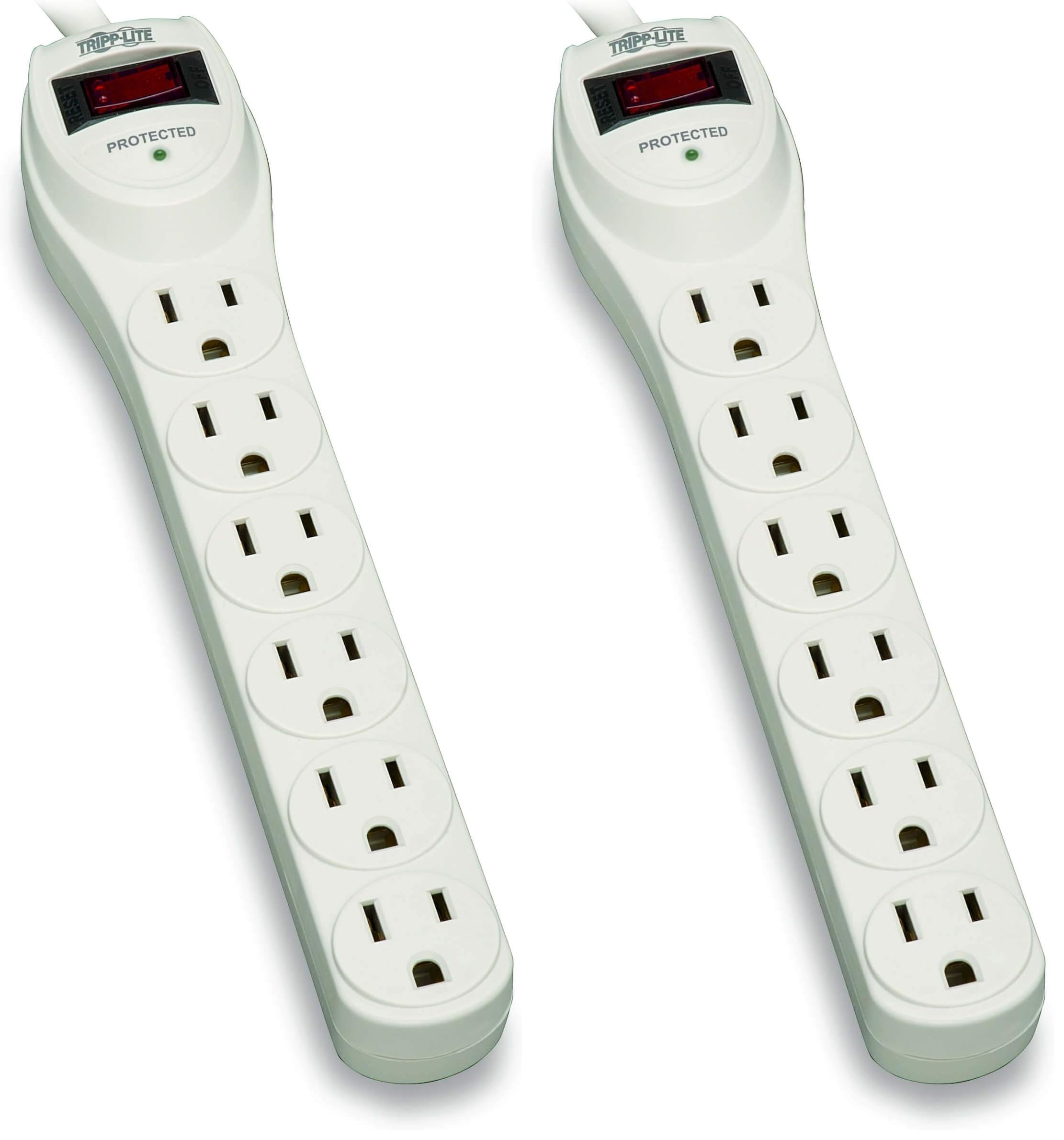 Tripp Lite Protect It! TLP602 Surge Protector 6-Outlet Home Computer 180 Joules (Pack of 2)