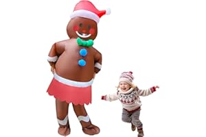 NiSotieb Inflatable Christmas Gingerbread Man Costume Christmas Party Blow Up Costume Outfit for Adult/Chrismtas/