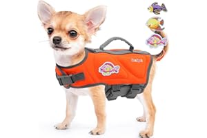 Sheripet Dog Life Jacket for Small Dogs, Good Visibility Dog Life Vest for Swimming with Reflective Stripes and Rescue Handle, Dog Flotation Vest, X-Small