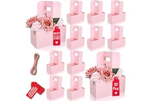 SUOOYDOY 10 Pack 2 Cup Disposable Pink Drink Carrier with Handle Paperboard Coffee Cup Holder Portable for Hot Cold Drinks Food Delivery Services with Heart Card for Teacher Appreciation Week Mother's Day
