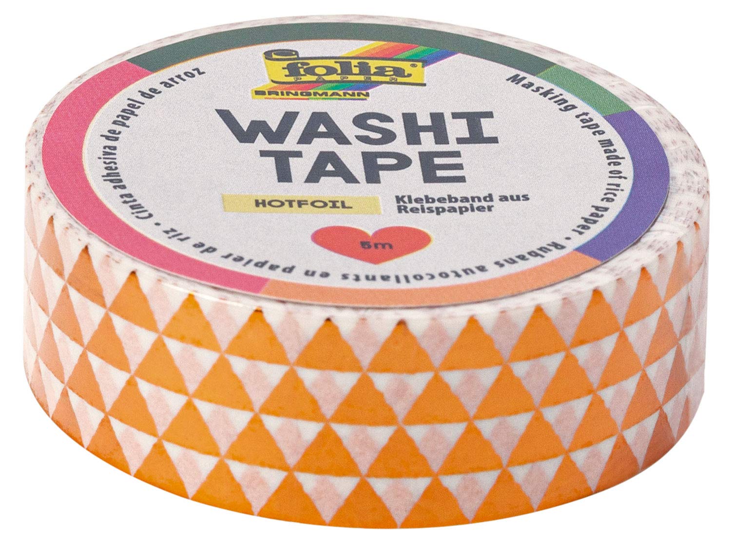 folia 26104 Washi Masking Tape Hot Foil Copper Triangle, 5 M X 15 MM