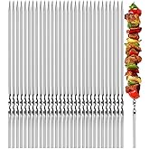 30 Pieces 14Inch Flat 304 Stainless Steel Kabob Skewers, Reusable Grilling Skewers, BBQ Barbecue Skewers for Meat Shrimp Chic