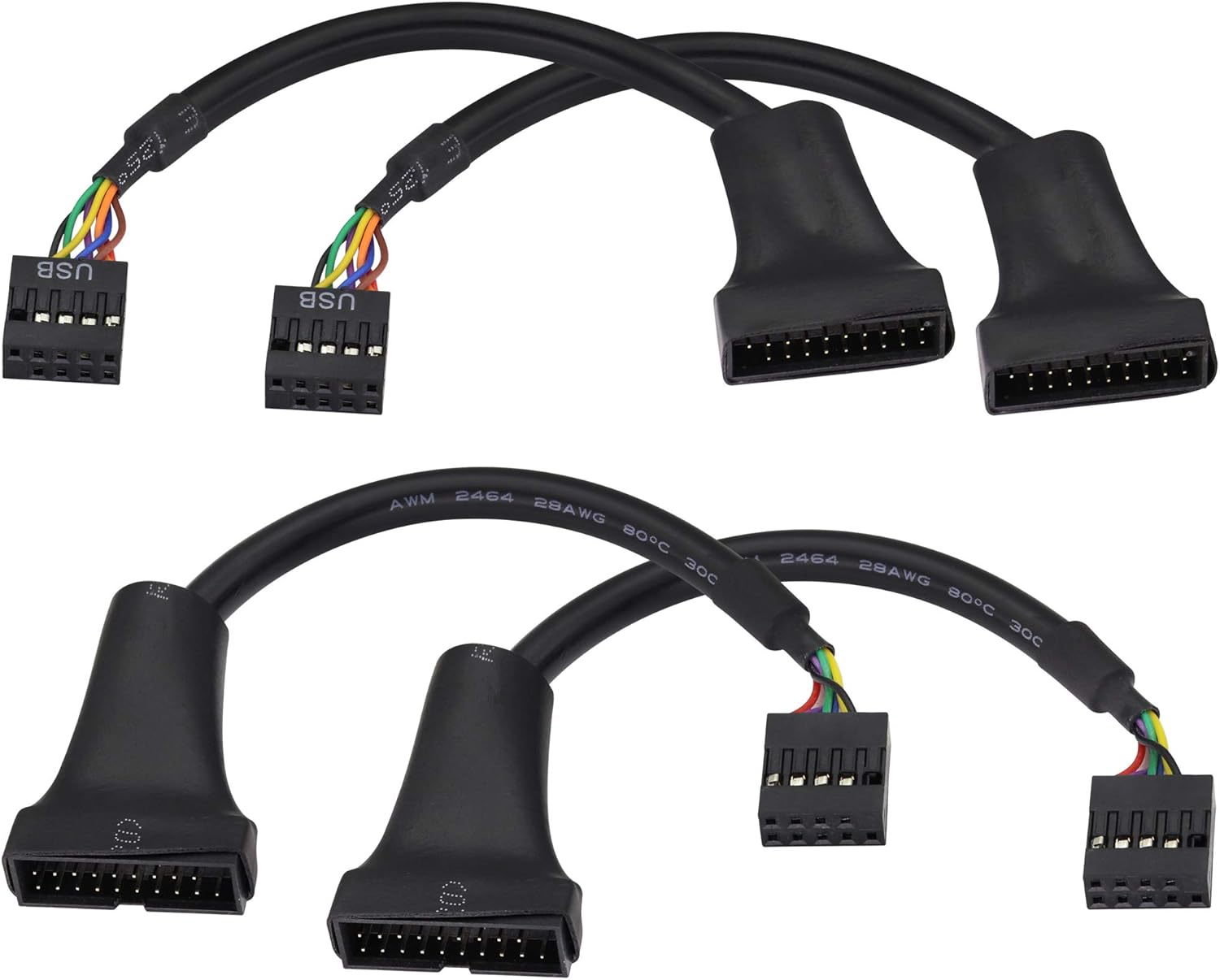 zdyCGTime USB 3.0 19Pin male to USB 2.0 9Pin female convertor Computer cable connector,Motherboard adapter cable,motherboard 9Pin female to 20Pin male pure copper.(15cm/4 Pack) - Image 4