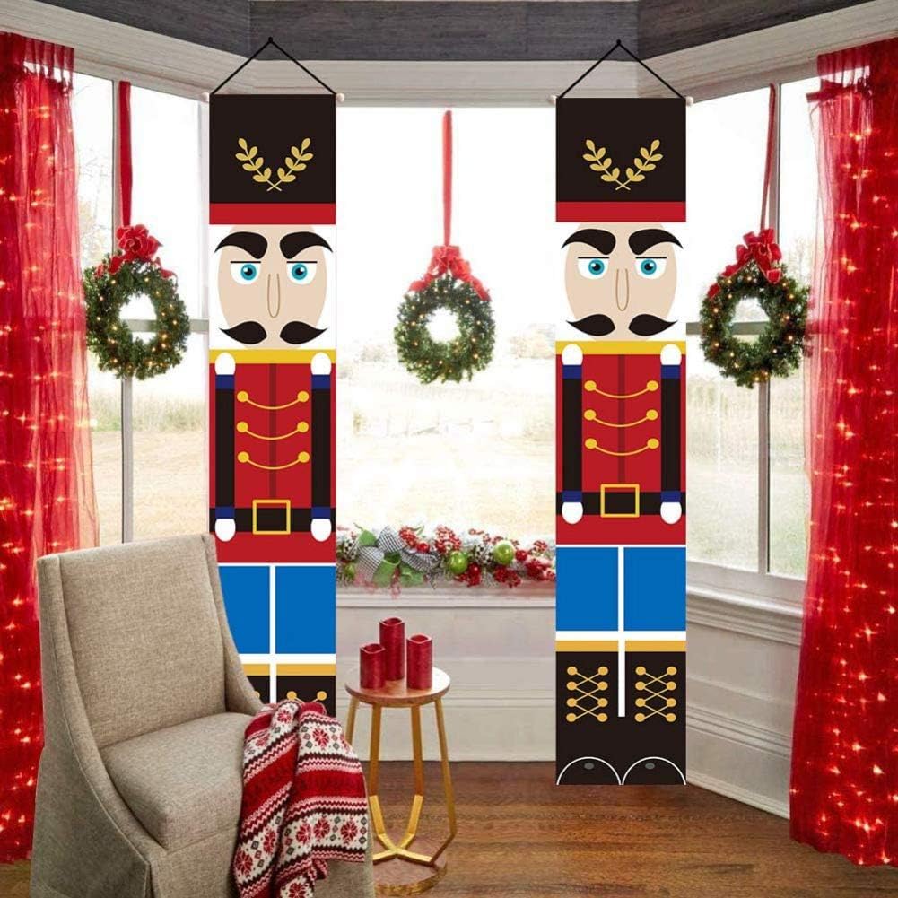 Forart Nutcrackers Christmas Decorations Outdoor Xmas Decor Christmas Porch Sign Soldier Model Nutcracker Banners Christmas Nutcrackers for Home Decoration