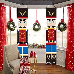 Forart Nutcrackers Christmas Decorations Outdoor Xmas Decor Christmas Porch Sign Soldier Model Nutcracker Banners Christmas Nutcrackers for Home Decoration
