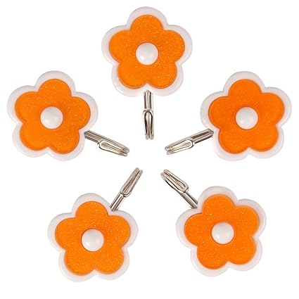 HOKIPO Flower Design Self Adhesive Hooks ,Multicolor , Plastic (Set Of 5)