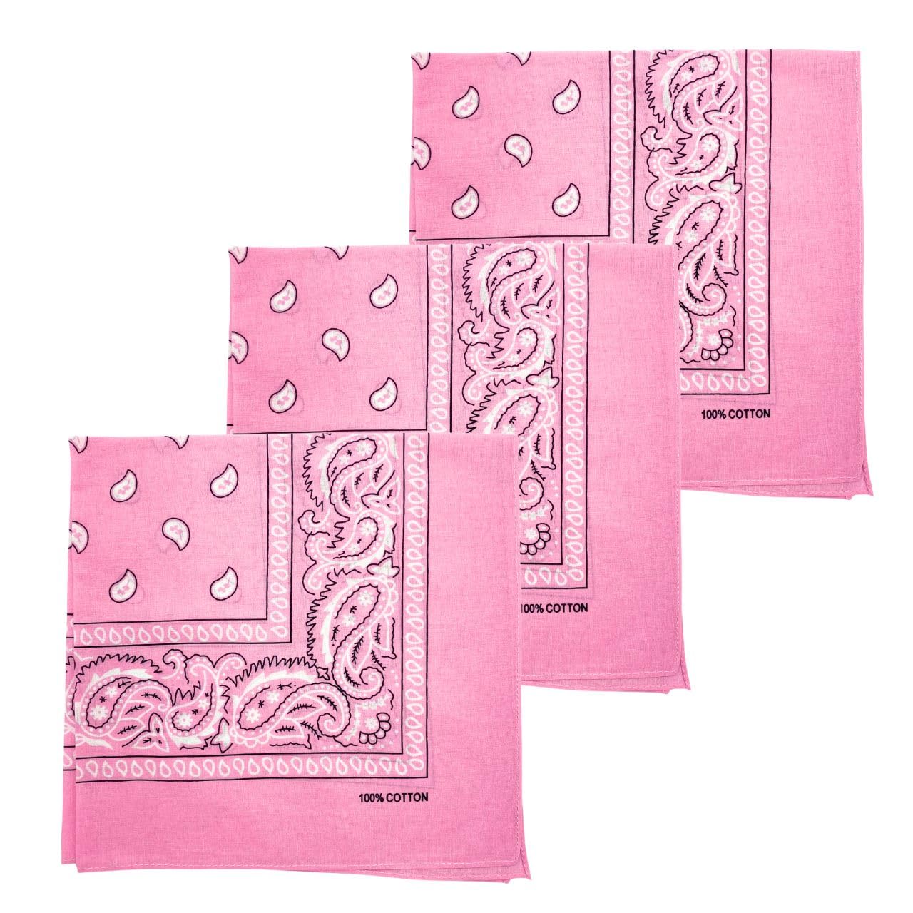 MDSTYLE 3 PCS 100% Cotton Bandana for Men & Women