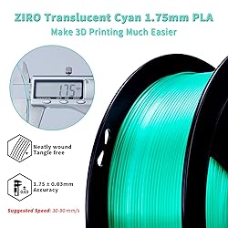 ZIRO PLA Filament 1.75mm, Translucent 3D Printer