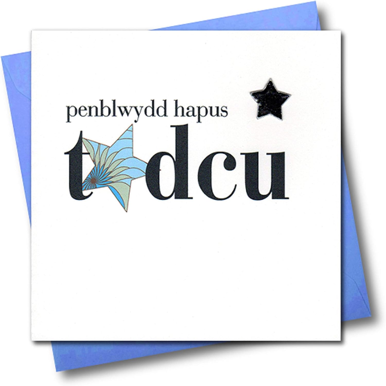 Claire Giles Greeting Cards, Welsh Happy Birthday Grandad Card, Penblwydd Hapus Tadcu, Embellished with a Padded Star