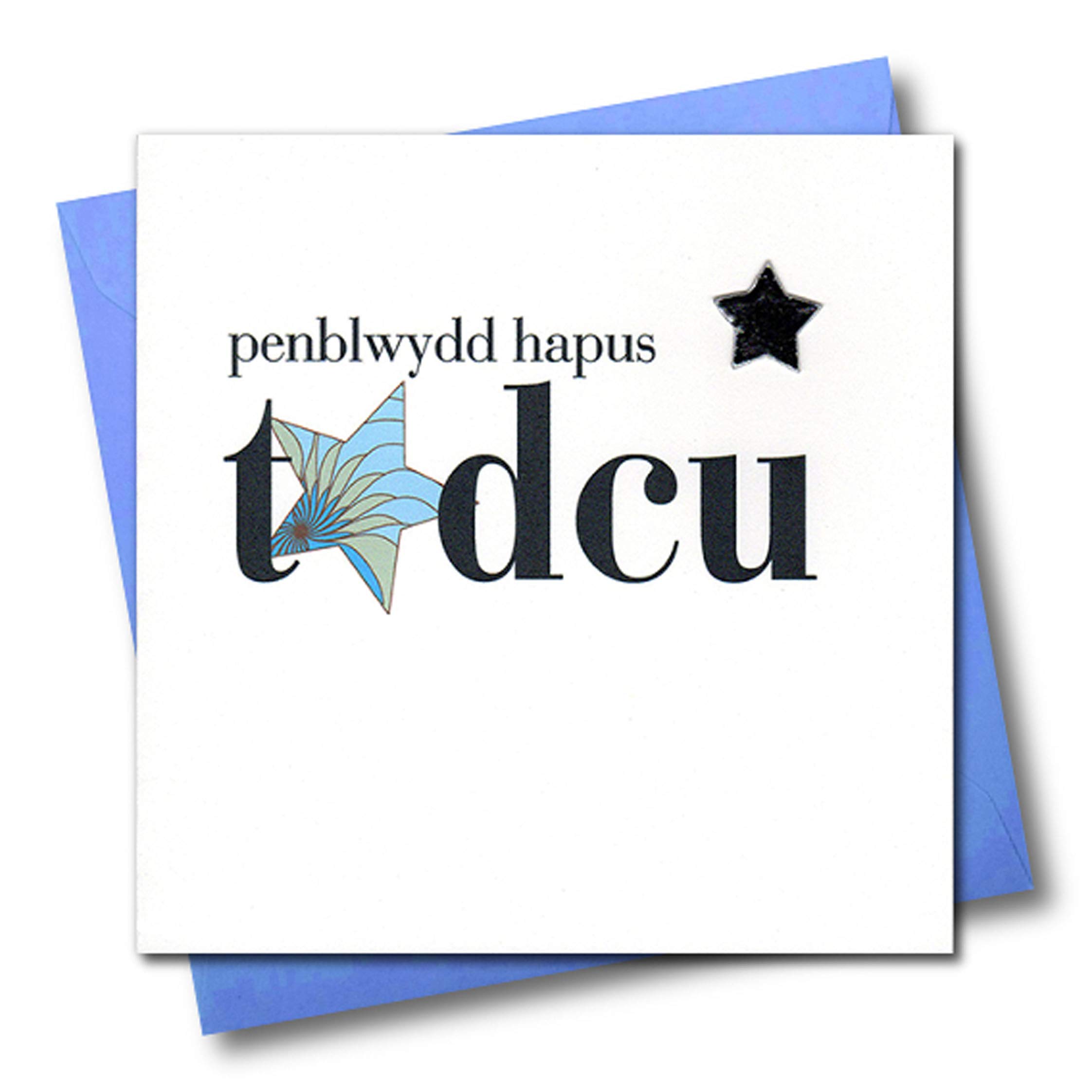 Claire Giles Greeting Cards, Welsh Happy Birthday Grandad Card, Penblwydd Hapus Tadcu, Embellished with a Padded Star
