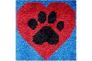 Numptain Latch Hook Kits for Kids,DIY Rug Crafts Love Pattern Color Printed Canvas,Latch Hook Kits for Beginners Handmade Needlework Crafts Home Decoration,12"x12"