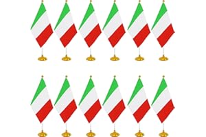 WXTWK 12 Pack Italy Flag Italian Desk Flag Small Mini Italian Table Flags With Stand Base,Home Office Festival Events Celebration Decorations