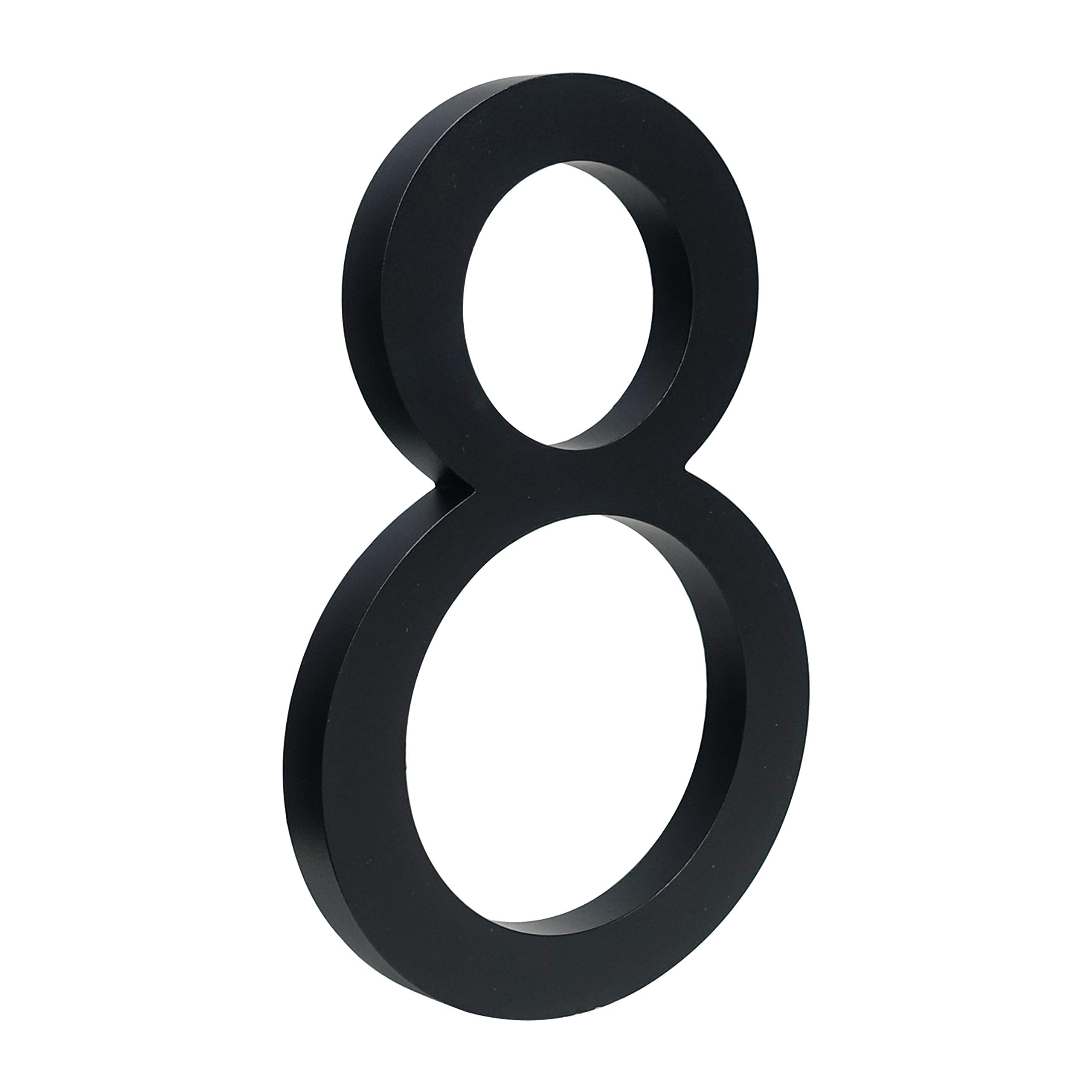HASWARE Floating House Number 6 inch Stylish Door Numbers Alphabet Plaque Street Home Address Numerals (Black, 8)