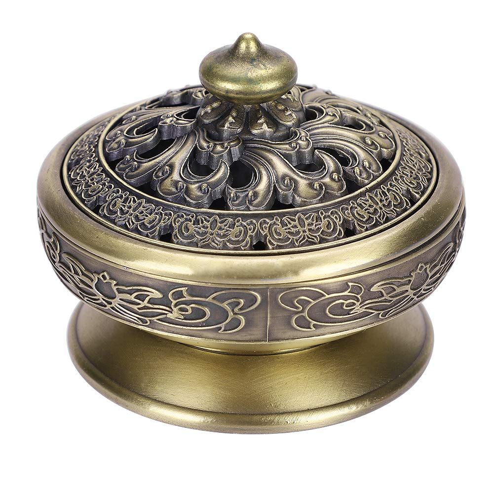 XGOPTS Incense Burner holder, Alloy Bronze Incense Burner Vintage Tibet Lotus Incense Holder Home Decor Aromatherapy Incense Smoke Cone Aroma Burner Holder for Home Office Temple