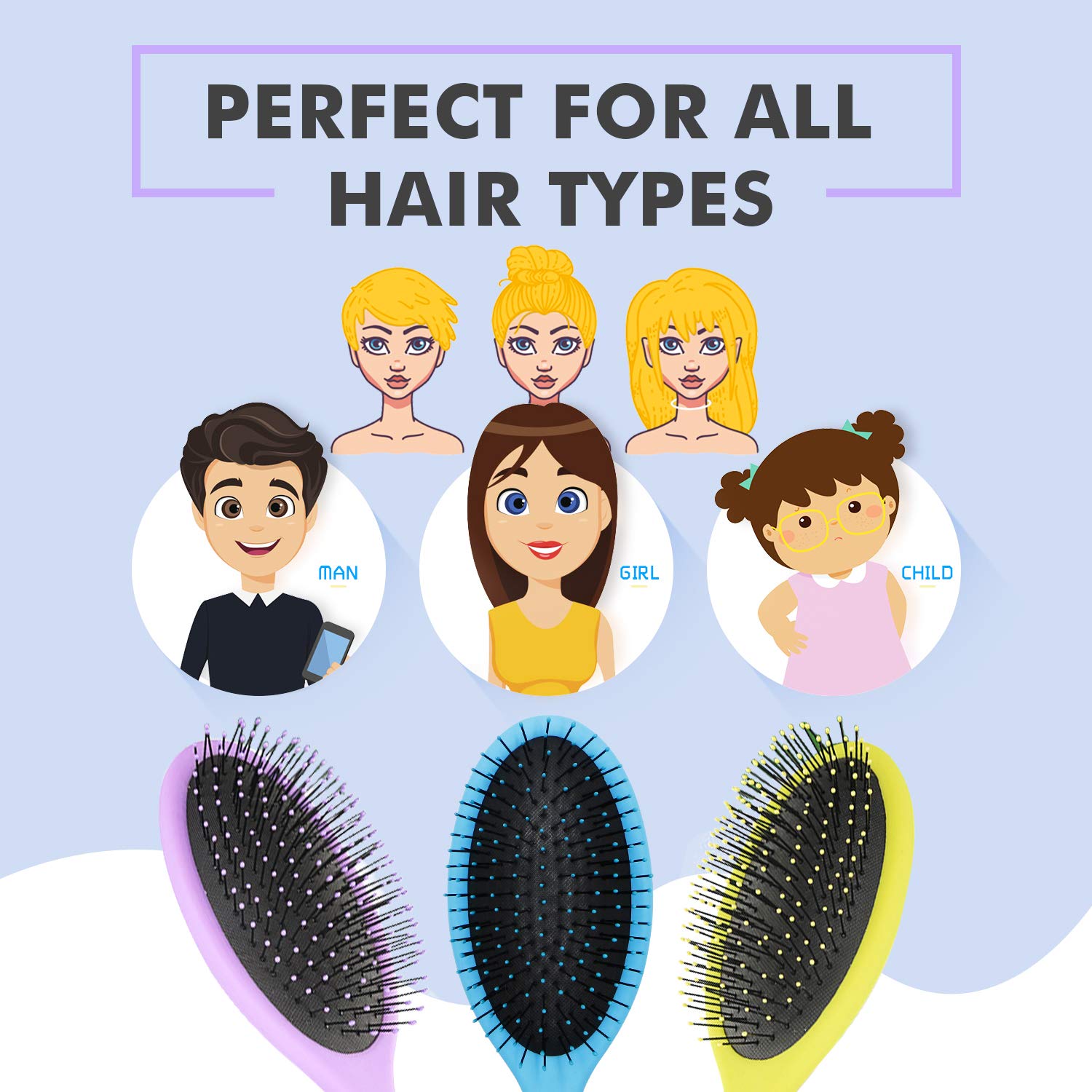 Parabirds Wet Dry Brush Hair Brush for Men and Women,Detangling Brush Massage Beauty Comb for All Hair Types+Gift Boar Bristle Hair Brush