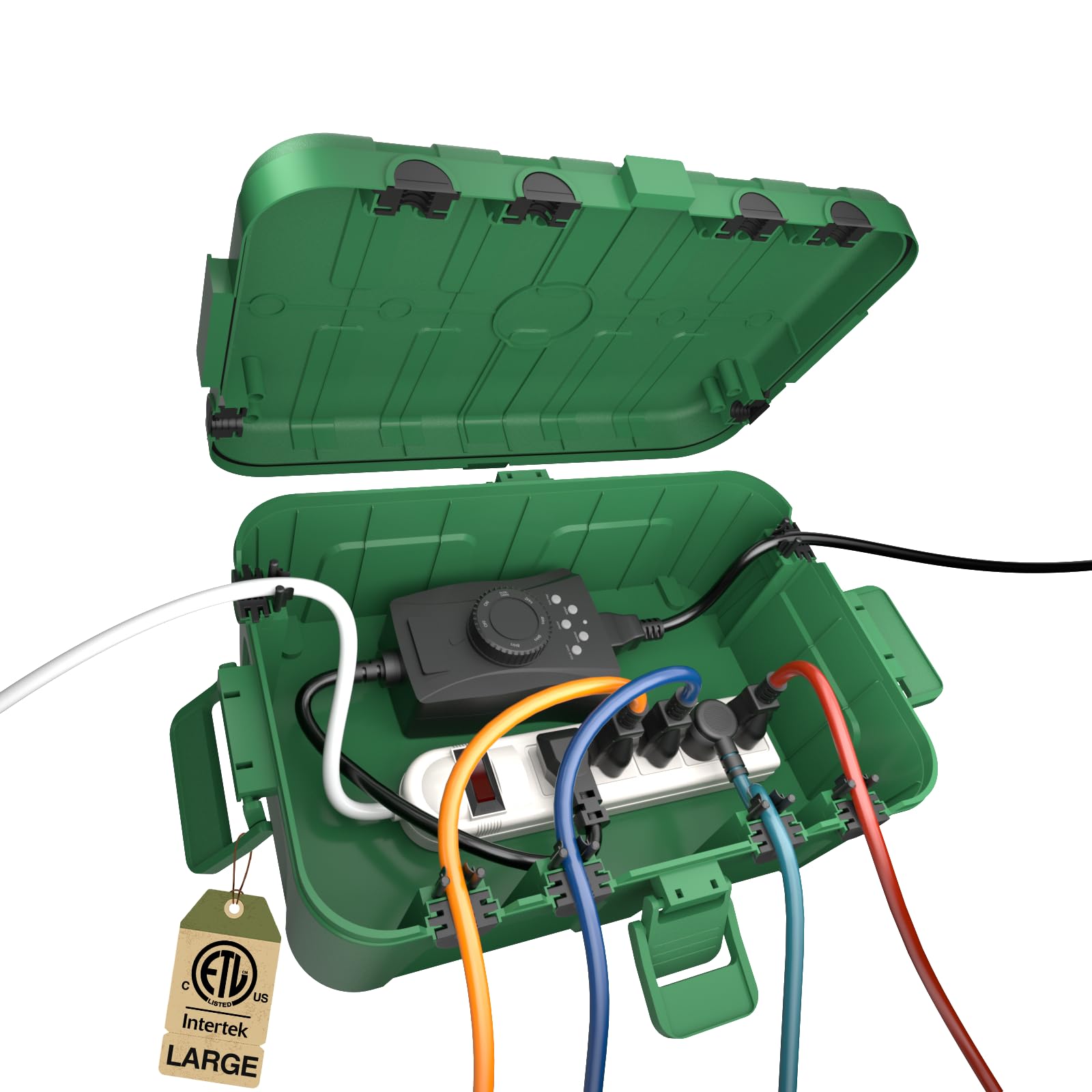 Flemoon IP54 Waterproof Electrical Box, Outdoor Plug Cover Weatherproof, for Outdoor Outlet, Timer, Extension Cord, Power Strip, String Light, Green Image